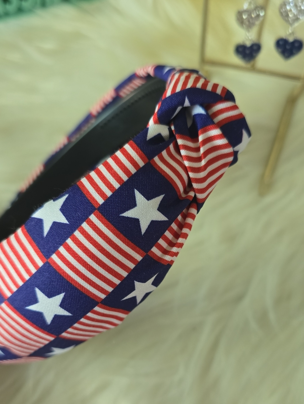 Red, White & Blue Star Headband NWOT  And Nwt Nicole Heart Earrings - Picture 3 of 9